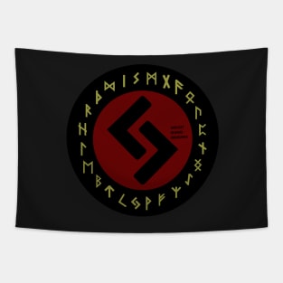 Red Jera Futhark Rune Symbol Tapestry