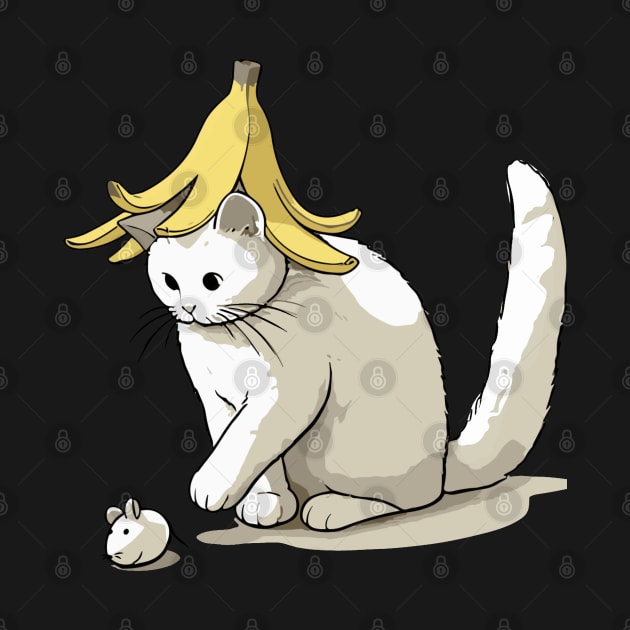 Funny banana cat catching mouse by Elysian wear