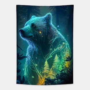 Gizzly Bear Animal Portrait Painting Wildlife Outdoors Adventure Tapestry