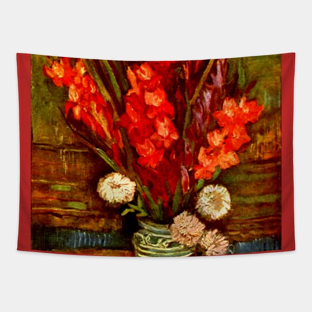 Van Gogh Red Gladioli Floral Fine Art Still Life Painting Tapestry by bragova