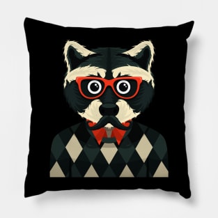 Hipster Raccoon Pillow