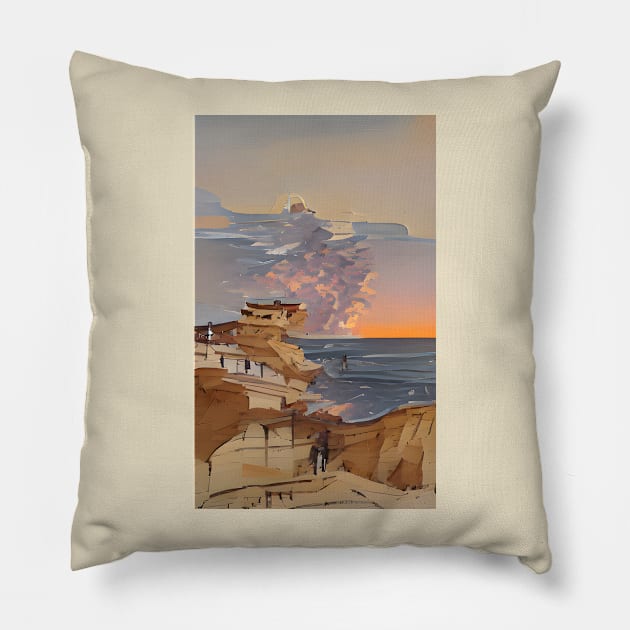 Ukiyo-e painting Pillow by aestheticand