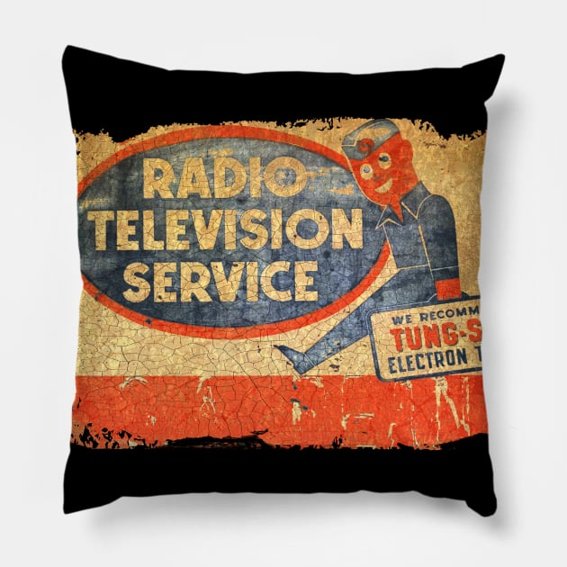 Television and Radio tube repair Pillow by Midcenturydave