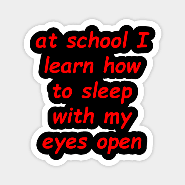 at school i lern how to sleep with my eyes open Magnet by Mihajr