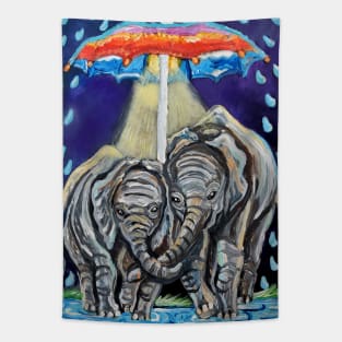 Elephants Journey Towards Freedom Tapestry