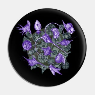 Ernst Haeckel Purple Peridinea on Cerulean  Diatoms Pin