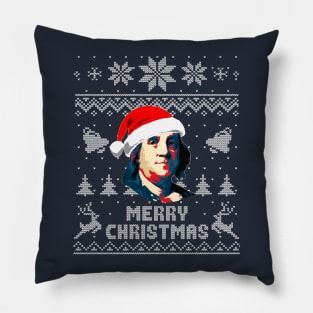 Benjamin Franklin Merry Christmas Pillow