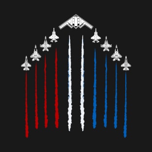 USA Red White and Blue Fighter Jets 4th of July Funny Patriotic T-Shirt