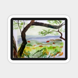 Texas Hill Country Watercolor Painting Magnet