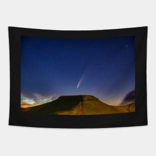 Comet NEOWISE and Noctilucent cloud over Corn Du in the Brecon Beacons National Park, Wales Tapestry