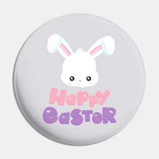 Happy Easter, Cute Bunny, White Bunny, Rabbit Pin