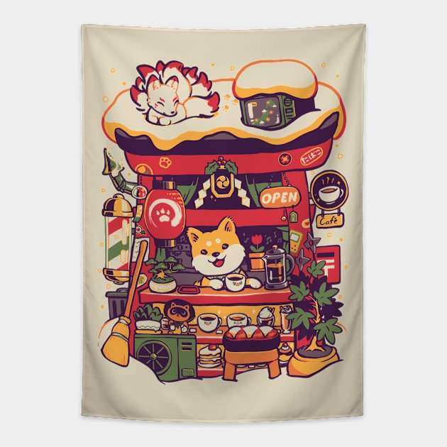 Cozy Cafe Tapestry by Pixeleyebat