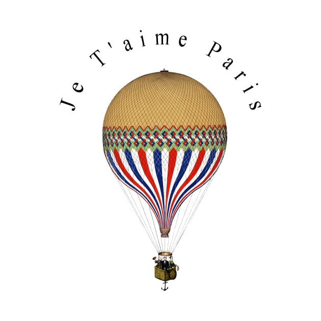 Vintage hot air ballon Illustration je t'aime paris by thecolddots