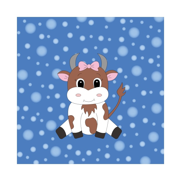 cute cartoon cow by Ulka.art