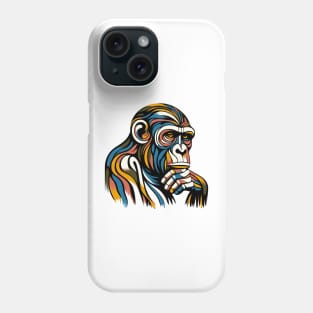 Pop art monkey illustration. cubism illustration of monkey Phone Case