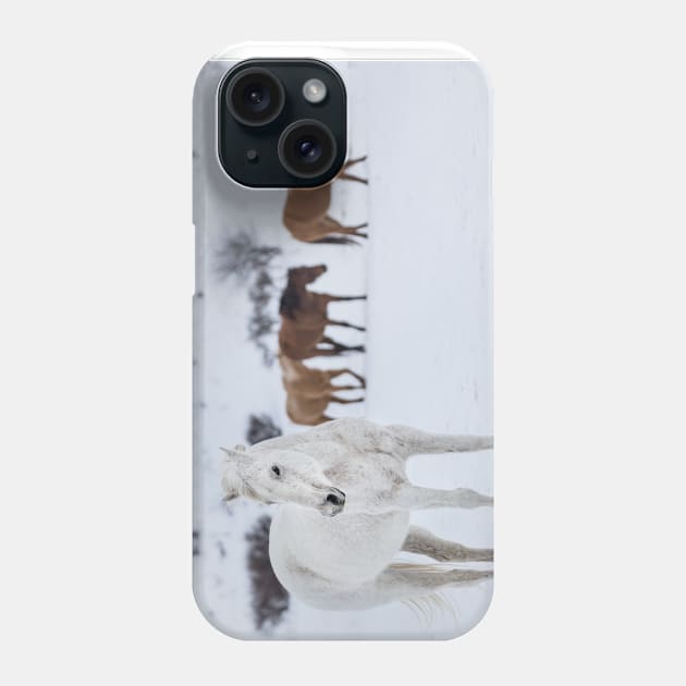 Horses in the snow Phone Case by Drmb