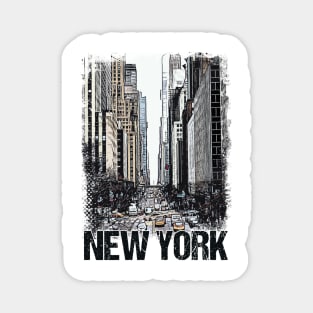 New York City Streets Vintage Travel Poster Series grunge edition 01 Magnet