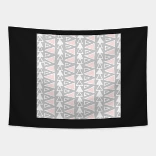 Grey White and Blush Pink Geometric Hand Drawn Pattern Tapestry