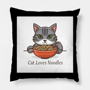 Cat loves noodles Pillow