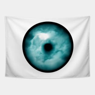 Blue green cloudy eyeball graphic Tapestry