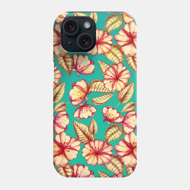 Rust & Teal Floral Pattern Phone Case by micklyn