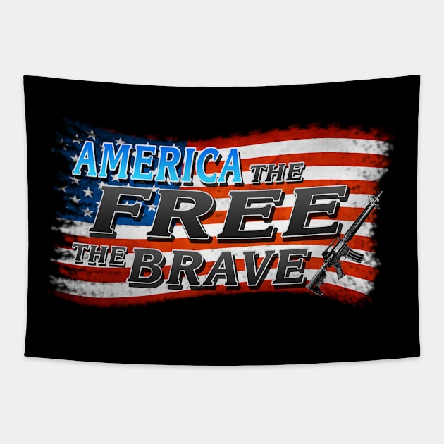 America The Free The Brave Ghost Flag Shadow Tapestry by Ratherkool