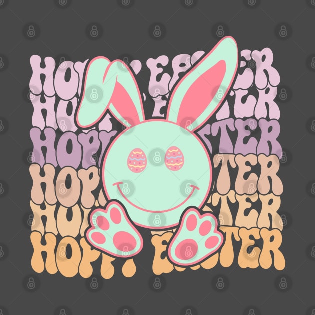 Hoppy Easter Funny Happy Bunny Easter Holiday 2024 Groovy by JDVNart
