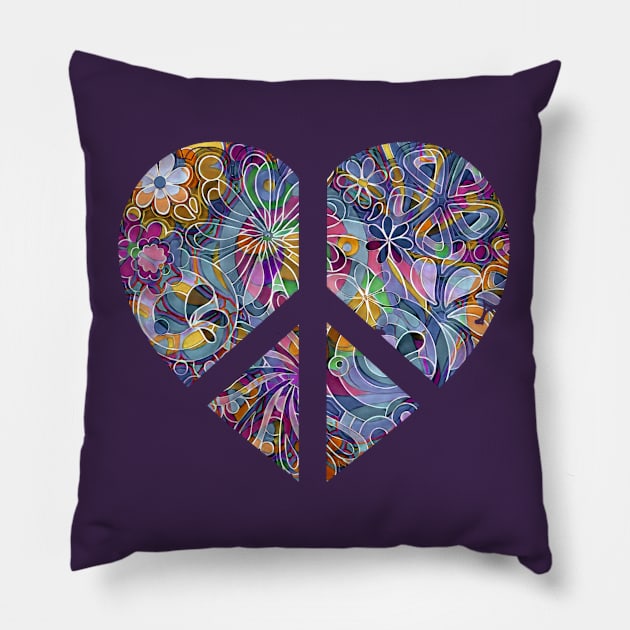 Artistic Heart Peace Symbol Pillow by AlondraHanley