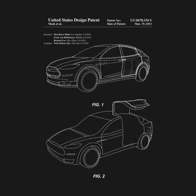 Tesla Model X Electric Car Vintage Patent Drawing by TheYoungDesigns