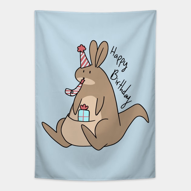 Happy Birthday Kangaroo Tapestry by saradaboru