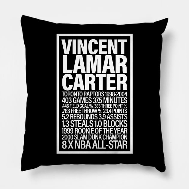 Vince Carter Stats Pillow by Tees_N_Stuff