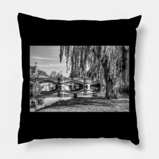 Stamford Town Bridge, Black And White Pillow