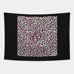 Letter O Monogram & Pink Leopard Print Tapestry