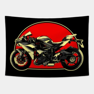 2015 Kawasaki Ninja H2 Retro Red Circle Motorcycle Tapestry