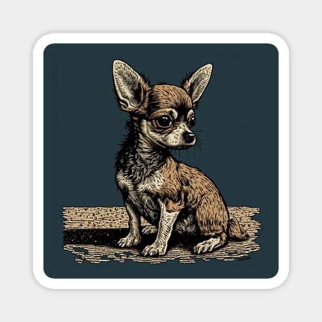 Chihuahua Ink Drawing Magnet by Star Scrunch