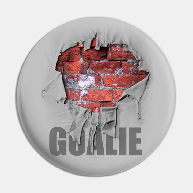 Torn Brick Wall Hockey Goalie - hockey player Pin by eBrushDesign