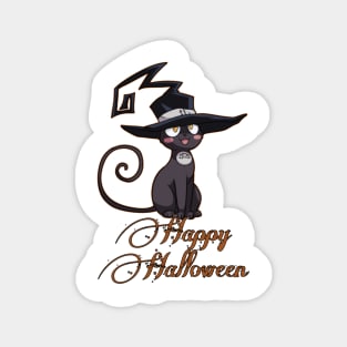 Witch Cat Halloween Magnet