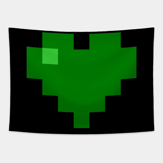 Simple Green Pixel Heart Tapestry by gkillerb