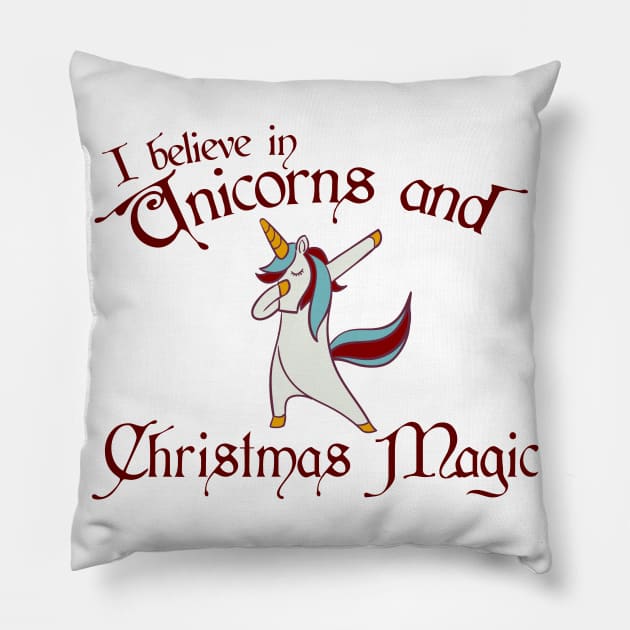 Dabbing Christmas Unicorns Magic Pillow by Wanderer Bat