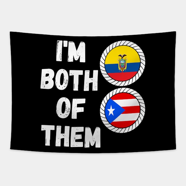 Half Puerto Rican Half Ecuadorian Heritage Ecuador Roots & Puerto Rico DNA Family Flag Design Tapestry by OriginalGiftsIdeas