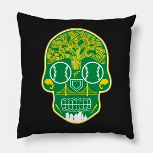 Kelly Green Oakland Sugar Skull Pillow