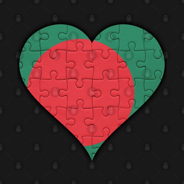 Bengali Jigsaw Puzzle Heart Design - Gift for Bengali With Bangladesh Roots by Country Flags