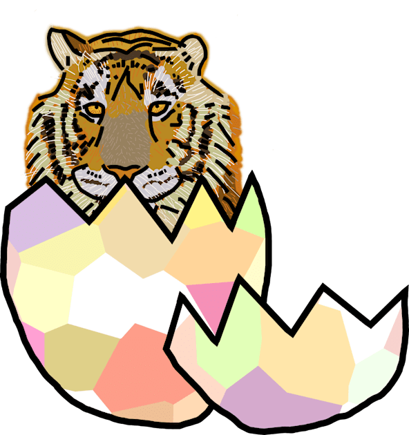 Tiger Hatching from Easter Egg Kids T-Shirt by ellenhenryart