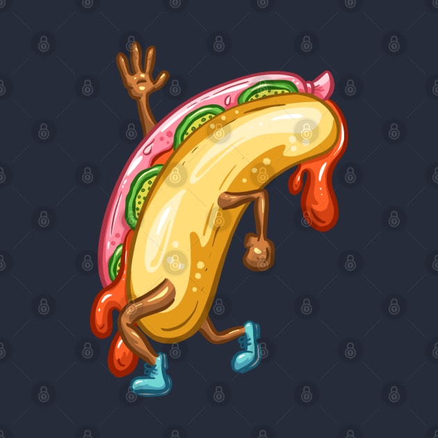 Weenie Hot Dog Walking Fast Food by Squeeb Creative