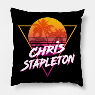 Chris Stapleton - Proud Name Retro 80s Sunset Aesthetic Design Pillow