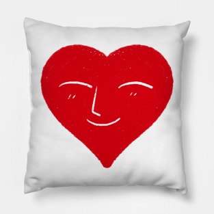 Happy red heart smiling. Pillow