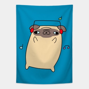 Dancing Headphones Pug Tapestry