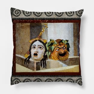 ANTIQUE ROMAN MOSAICS ,GREEK COMEDY THEATER MASKS Pillow