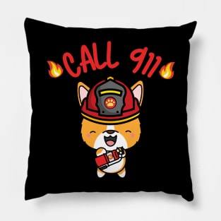 Firefighter Corgi Pillow