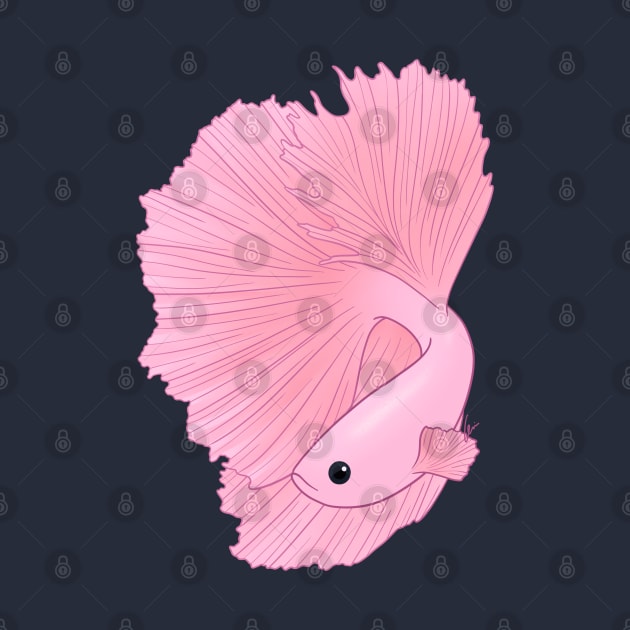 Veiltail Betta Fish, Soft Pink Coloration by anacecilia